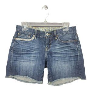 Lucky Brand Cut Off Distressed Boyfriend Jean Shorts Abbey Embroidered